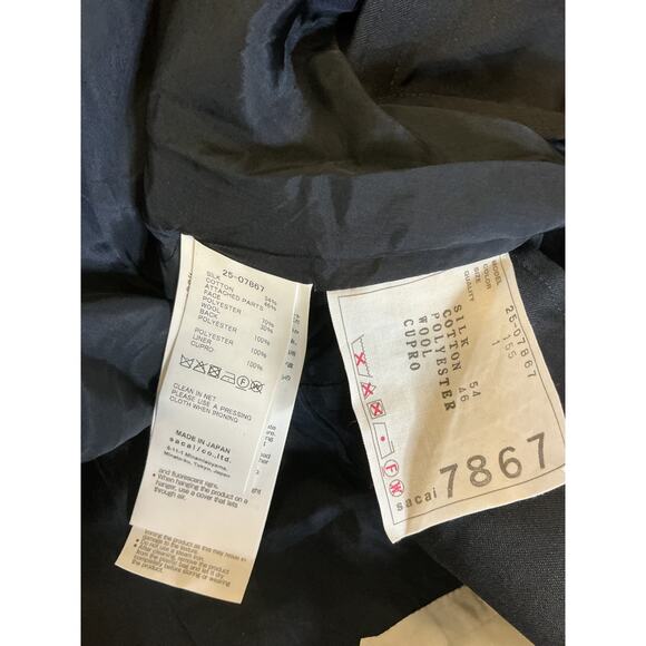 Sacai Double Faced Off White Navy Silk Cotton Top Size XS - Picture 4 of 4